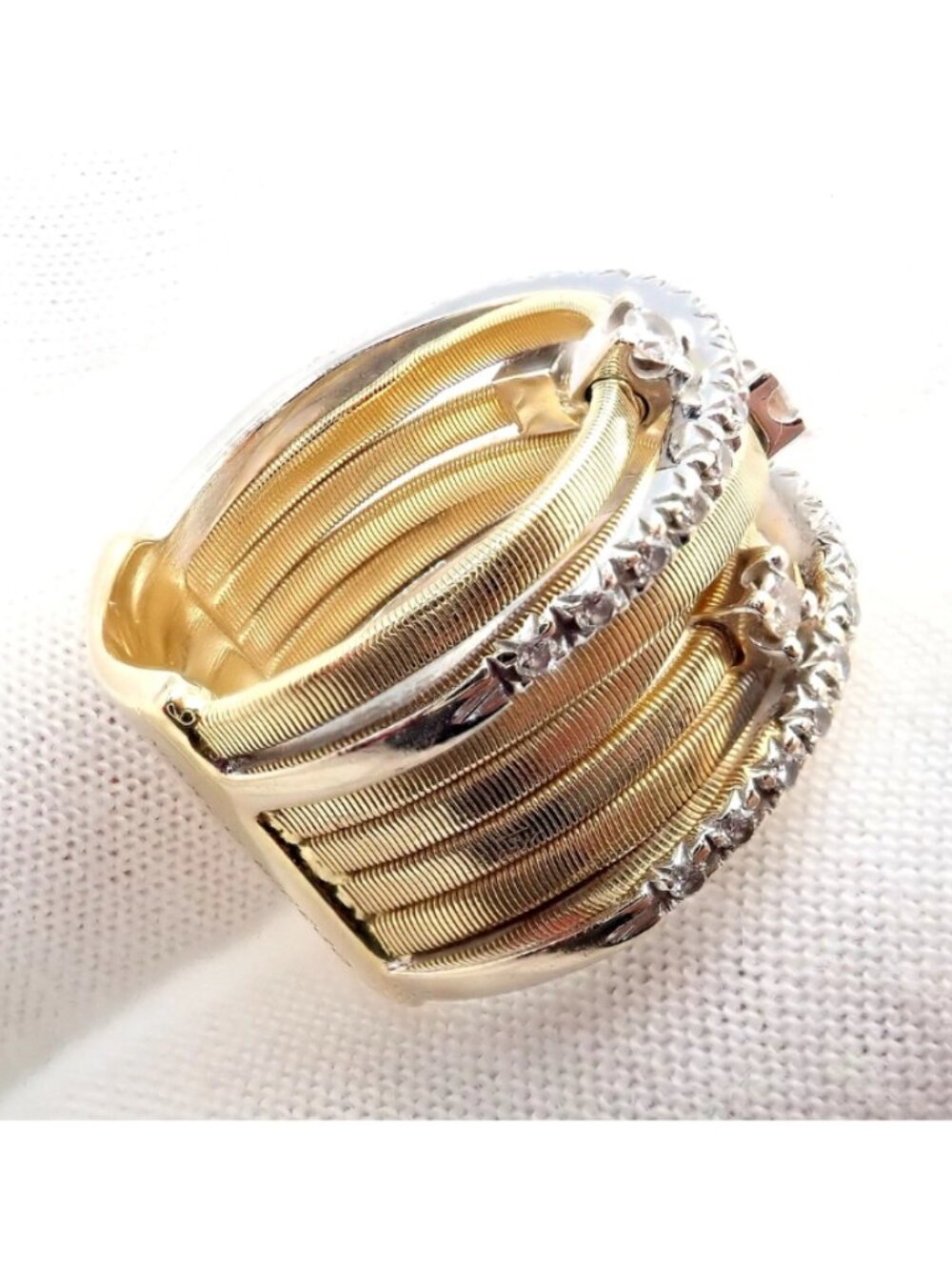 Authentic! Marco Bicego 18k Yellow White Gold Diamond 7 Row Goa Ring sz 6.5 - Picture 13 of 14